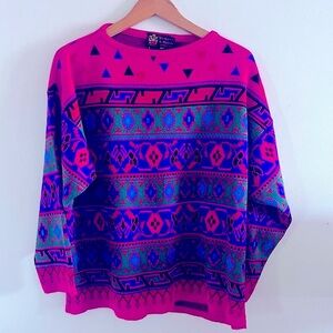 Vintage made in Italy 100% acrylic geometrical ornate sweater